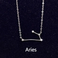 Collar de signo zodiacal Aries en plata de ley S925 con colgante de circonita blanca - Aries (S-N490)