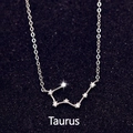 Silver S925 Taurus zodiac pendant necklace with sparkling white zircon stones - Taurus (S-N491)