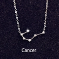 S925 sterling silver Cancer zodiac necklace featuring a delicate crystal-studded pendant - Cancer (S-N493)