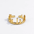 Detailed close-up of golden fluid lava ring featuring S925 hallmark on inner band - Rounded Fluid Droplet Style (R1021)