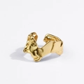 Detailed close-up of golden irregular lava design ring with fluid metallic texture - Minimalist Fluid Flow Style (R1040)