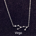 S925 sterling silver Virgo zodiac constellation pendant necklace with zircon stones - Virgo (S-N495)