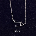 Elegant S925 sterling silver Libra zodiac pendant necklace with sparkling cubic zirconia - Libra (S-N496)