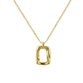 Elegante collana con pendente rettangolare irregolare placcata oro 18K su bianco - Oro
