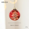 Pallina di Natale rossa lucida da 8cm con motivo ad albero dorato e glitter - Stile Albero di Natale (AQSL35-2)