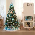 Blue and white 120cm artificial Christmas tree with plush tree skirt and light string - 120cm Blue White Tree Skirt Style (No Gift Box)