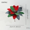 Velvet artificial Christmas flower with silver glitter edges and size specs - Tri-color Christmas Flower