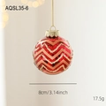 Pallina di Natale rossa lucida da 8cm con motivo a onde dorate e cordino per appenderla - Stile Motivo a Onde (AQSL35-6)