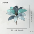 Teal and navy fabric artificial Christmas flower with silver glitter and 25cm diameter - Blue Christmas Flower