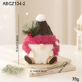 Gnome de Noël en peluche rose avec chapeau en écorce et aiguilles de pin décoratif de fête - Ornement Gnome au Chapeau en Écorce