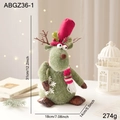 Christmas reindeer figurine with green felt, red hat, and scarf 31cm tall ornament - Green Reindeer Ornament