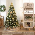 120cm gold and white luxury Christmas tree set with 35 ornaments and LED lights - 120cm Gold White Tree Skirt Style (No Gift Box)