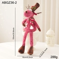 Pink plush reindeer Christmas ornament with striped scarf and tall hat standing at 53cm - Red Reindeer Ornament