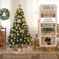 180cm artificial Christmas tree set in gold and white with lights and 61 decorations - 180cm Gold White Tree Skirt Style (No Gift Box)