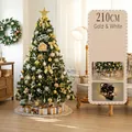 210cm gold and white luxury Christmas tree with 83 ornaments and LED lights - 210cm Gold White Tree Skirt Style (No Gift Box)