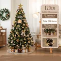 120cm artificial Christmas tree with golden ornaments and LED lights for home decor - 120cm Champagne Gold Tree Skirt Style (No Gift Box)