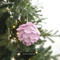 Bola de Navidad rosa en forma de pétalo con purpurina y cordón plateado para árbol - Bola de Pétalos Estilo A (ABB227-4)