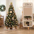 Deluxe 150cm artificial Christmas tree in golden champagne with lights and 47 ornaments - 150cm Champagne Gold Tree Skirt Style (No Gift Box)