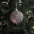 Roze kerstbal 8cm met glitters, zilveren sneeuwvlokpatroon en handig ophangkoord - Kerstbal Stijl B (Sneeuwvlok Roze)