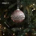 Roze glitter kerstbal met zilveren strass riem decoratie, 8cm foam kerstornament - Kerstbal Stijl C (Glinsterende Riem Roze)