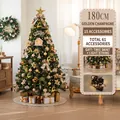 180cm artificial Christmas tree in luxury champagne gold with 61 ornaments and LED lights - 180cm Champagne Gold Tree Skirt Style (No Gift Box)