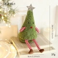 Bambola albero di Natale in peluche verde con gambe a righe e stella d'oro - Ornamento Albero Di Natale Verde (ABCZ102-1)