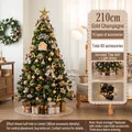 210cm champagne gold artificial Christmas tree with 83 ornaments and LED lights - 210cm Champagne Gold Tree Skirt Style (No Gift Box)
