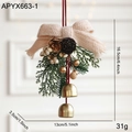 Pendaglio di Natale con fiocco beige, pigne, campanellini dorati e bacche bianche - Stile Fiocco in Tessitura Grossolana Beige (APYX663-1)