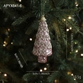Décoration sapin de Noël rose avec paillettes et accents dorés, hauteur 12 cm - Forme d'Arbre de Noël (Paillettes Roses)