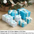 Luxury Tiffany blue and white gift boxes with white satin ribbons for Christmas - Blue White Gift Box 7-Piece Set