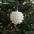 White layered ruffle Christmas ball with glitter, 8cm ornament for festive tree decoration - 8CM Pleated Ball Style D (ABB228-1) / White