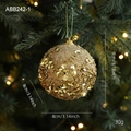 Bola de Navidad dorada de 8cm con purpurina y cuentas en rama de pino verde - Bola de Navidad 8CM Estilo A
