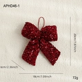 Fiocco di Natale bordeaux glitterato con paillettes rosse, 18x20cm, decoro per l'albero - Fiocco Piccolo