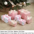 Pink and white luxury Christmas gift boxes with satin ribbons in various sizes - Pink White Gift Box 7-Piece Set