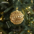 Bola de Navidad dorada de 8cm con purpurina y cuentas para decorar el árbol - Bola de Navidad 8CM Estilo B