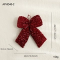Fiocco natalizio rosso vino con paillettes, decorazione 28x24cm per l'albero di Natale - Fiocco Medio