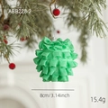 Sparkling green foam Christmas ball ornament with glitter finish and silver string - 8CM Ruffle Ball Style D (ABB228-2)