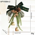 Fiocco natalizio in velluto verde con pigne e campanelli, dimensioni altezza 15cm - Stile Fiocco in Velluto Stampato Verde (APYX664-2)