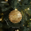 Bola de Navidad dorada de 8cm con diseño de rombos y purpurina para decoración - Bola de Navidad 8CM Estilo C
