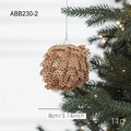 Brown lace-patterned foam Christmas ball with glitter finish and hanging string, 8cm - 8CM Brown Lace Ball Style E (ABB230-2)