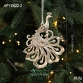 Adorno de árbol de Navidad de pavo real dorado brillante con acabado de purpurina y cuerda - Estilo Pavo Real