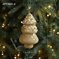 Golden Christmas tree ornament with glitter and pearls, tiered design with dimensions - Christmas Tree
