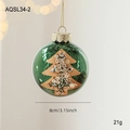 Bola de Navidad de cristal verde oscuro con árbol dorado brillante y adorno purpurina - Estilo De Árbol De Navidad Con Cuentas (AQSL34-2)