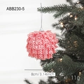 Pink lace textured Christmas foam ball ornament hanging on a lit tree with silver cap - 8CM Pink Grid Ball Style E (ABB230-5)