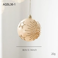 Bola de Navidad champán de 8cm con estrellas de purpurina y cordón para colgar adorno - Estilo Estrella de Luz Radial (AQSL36-1) / 8cm / Champán