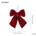 Lazo de Navidad de terciopelo rojo oscuro, tamaño 32x35cm y peso 132g sobre fondo blanco - Lazo Pequeño Rojo