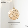 Bola de Navidad champagne 8cm con purpurina dorada y patrón geométrico de rombos - Estilo Rombo Geométrico Facetado (AQSL36-2) / 8cm / Champán