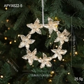 Couronne de Noël dorée scintillante avec huit fleurs pointues et ficelle de suspension - Style Couronne de Noël