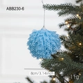 Light blue 8cm glitter foam Christmas ball ornament with lace pattern on tree branch - 8CM Blue Lace Ball Style E (ABB230-6)