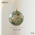 Bola de Navidad verde oscuro de 8cm con dibujos florales dorados brillantes - Estilo de bola D